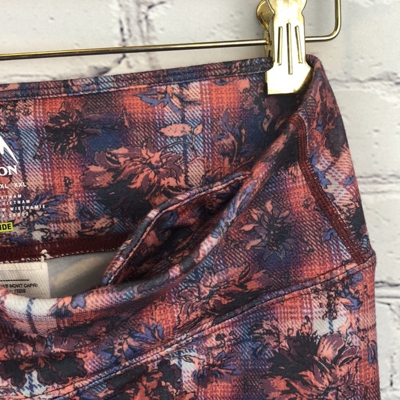 Burton Dryride Midweight Baselayer Capri Leggings Floral Plaid Sz S - Picture 9 of 16